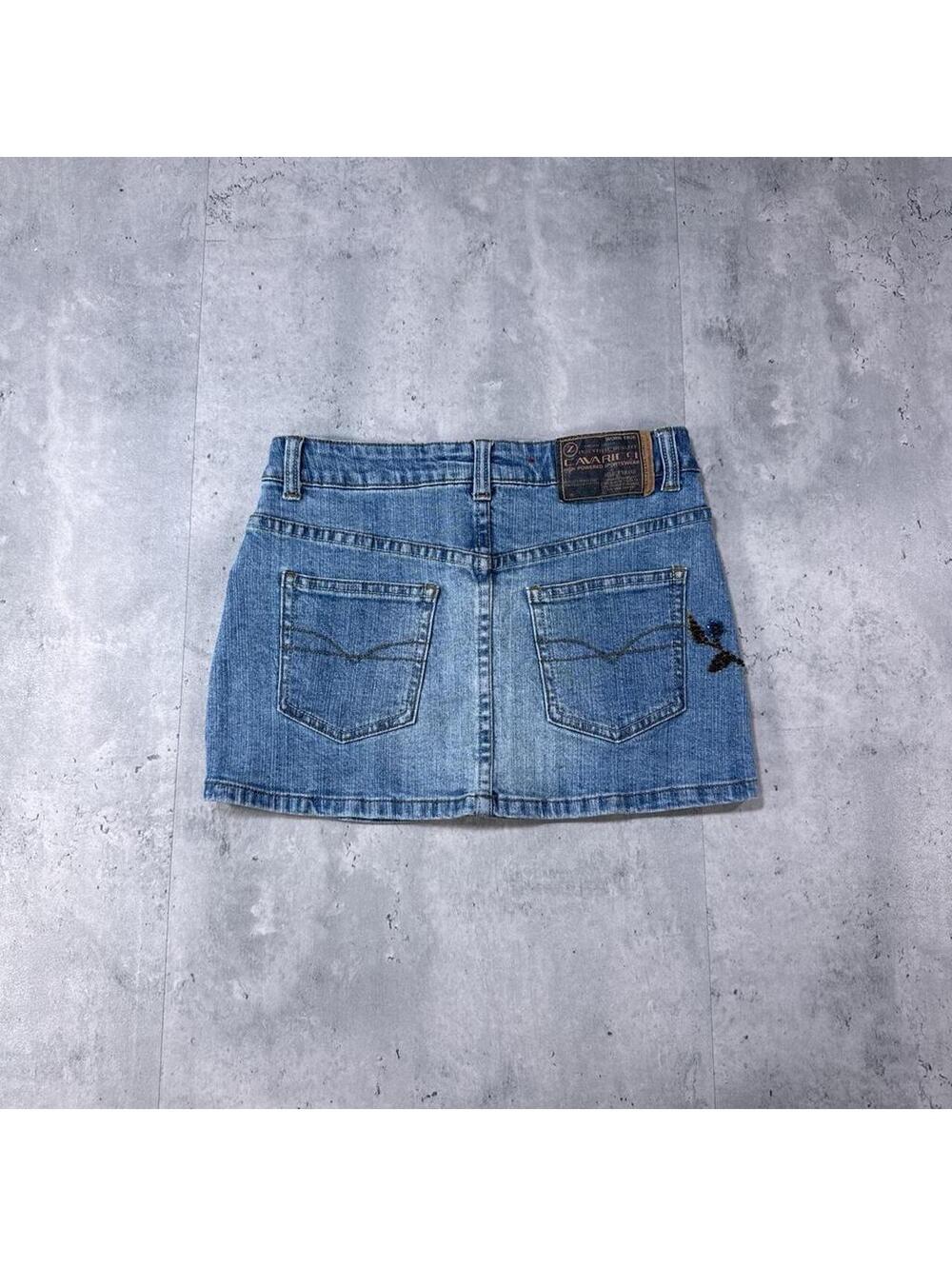 Y2K Z Cavaricci 00s Denim Blue Skirt